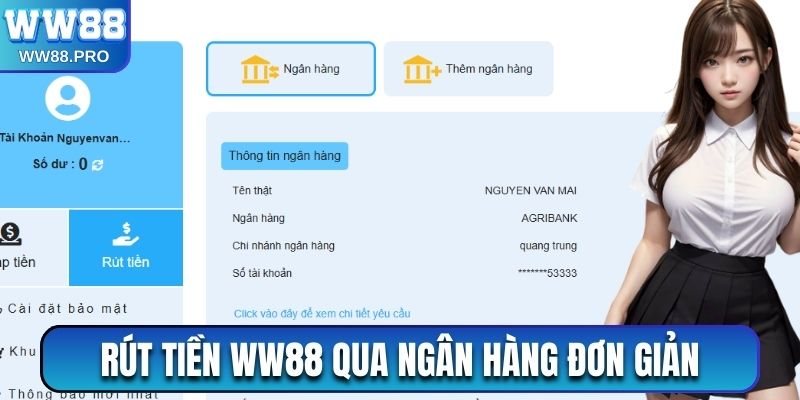 Rút tiền WW88 qua ngân hàng đơn giản